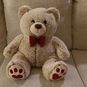 Velvet Plush Bear in Cream and Brown
